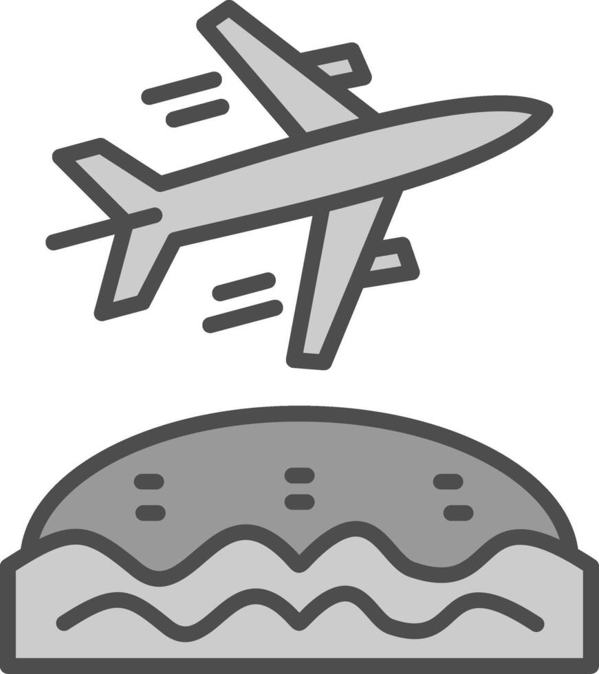 biplano línea lleno escala de grises icono diseño vector