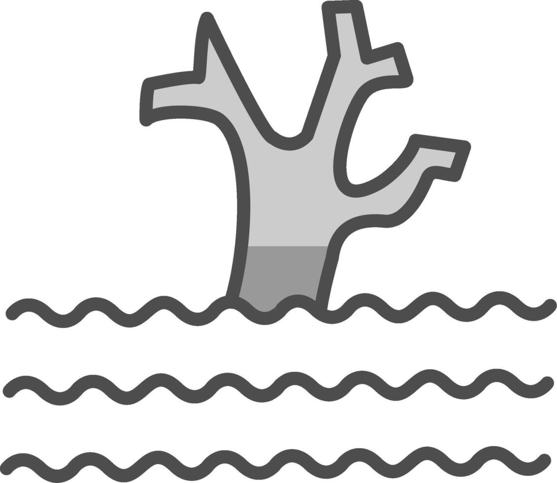 Flood Line Filled Greyscale Icon Design vector