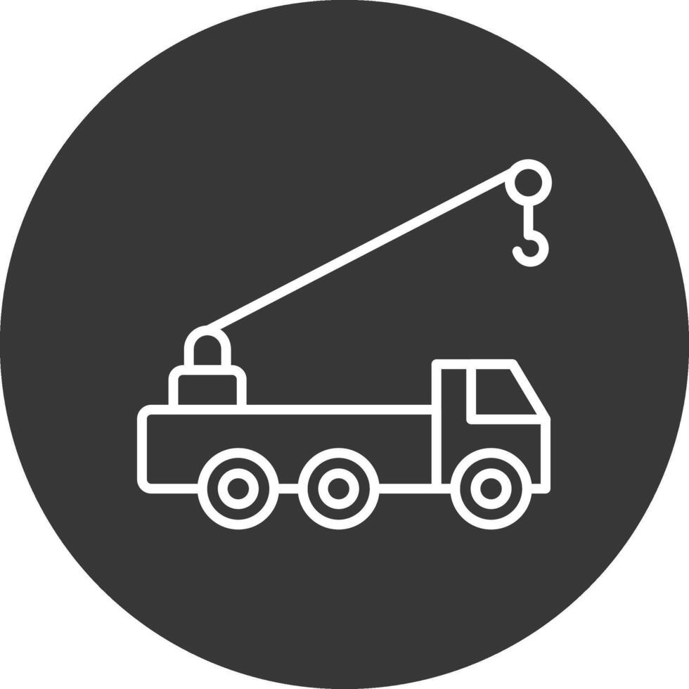 Crane Truck Line Inverted Icon Design vector