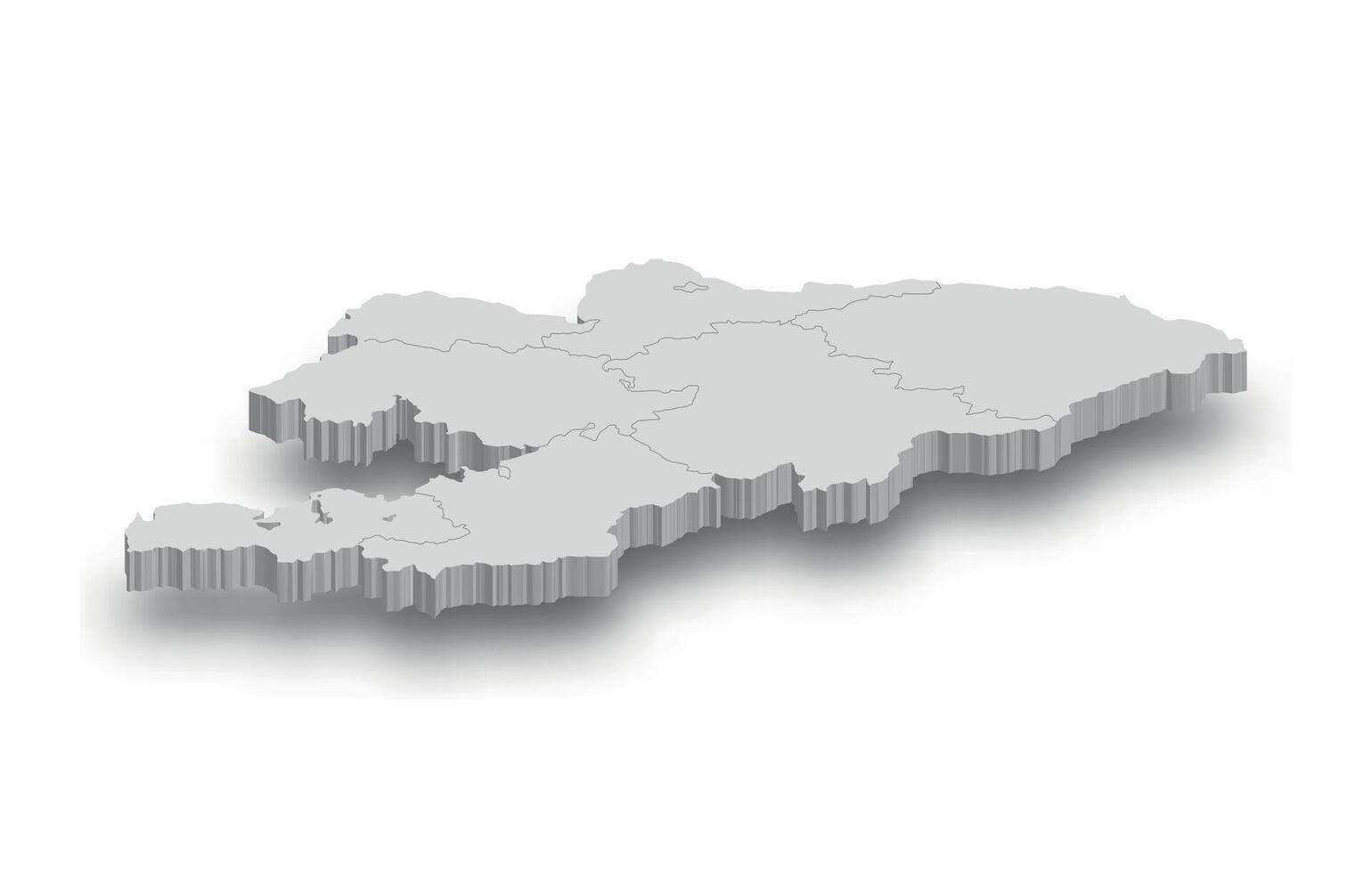 3d Kyrgyzstan white map with regions isolated vector
