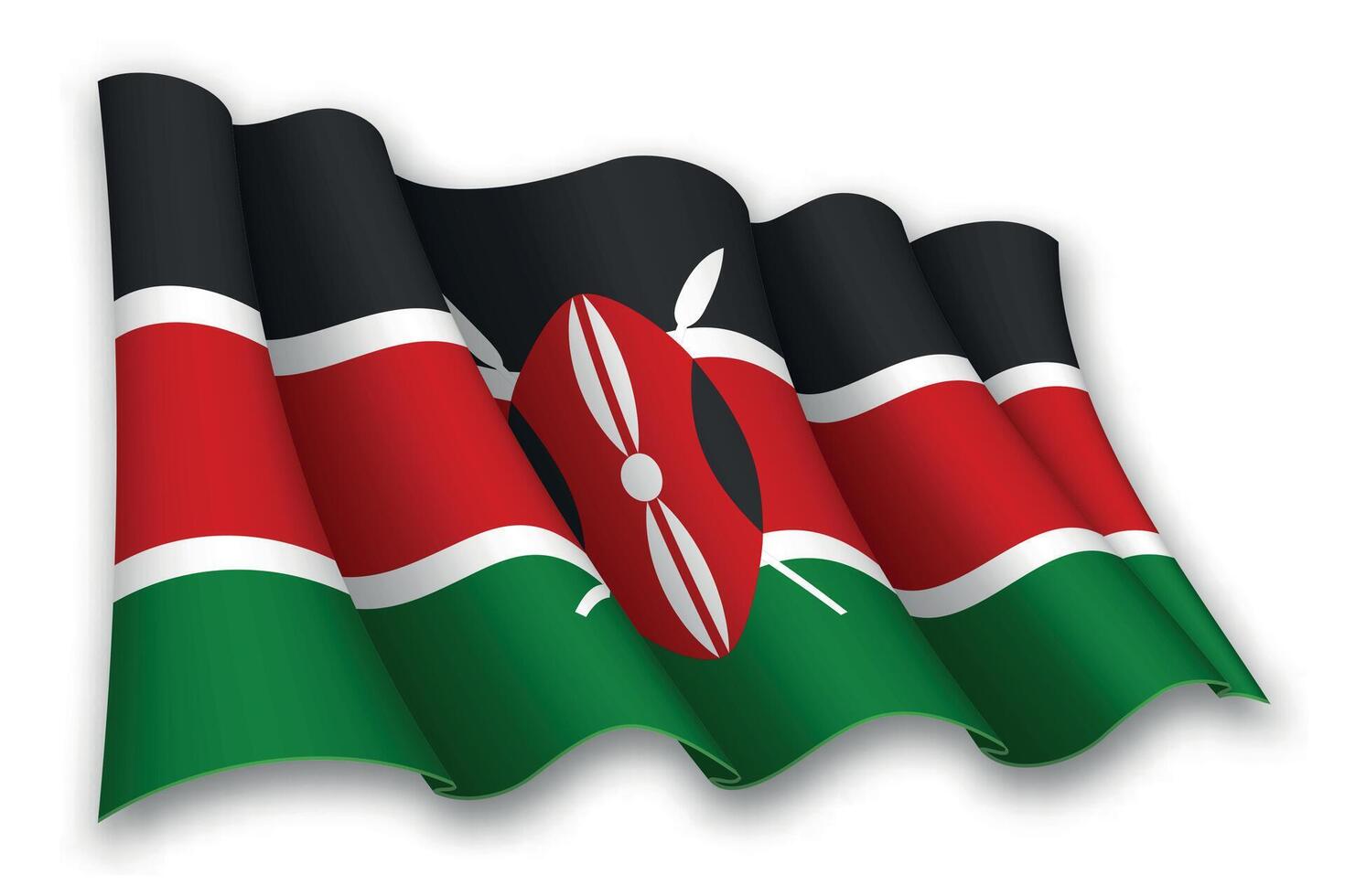 Realistic waving flag of Kenya vector