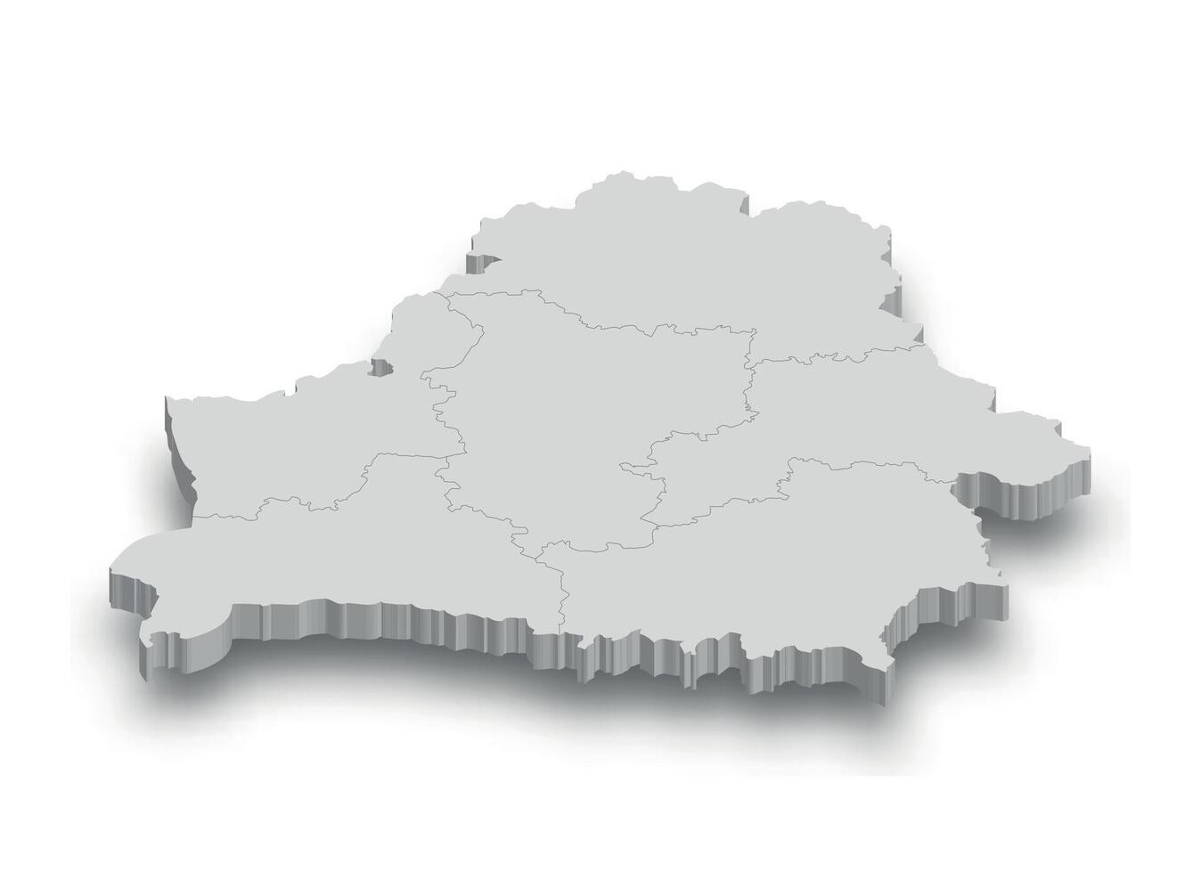 3d Belarus white map with regions isolated vector