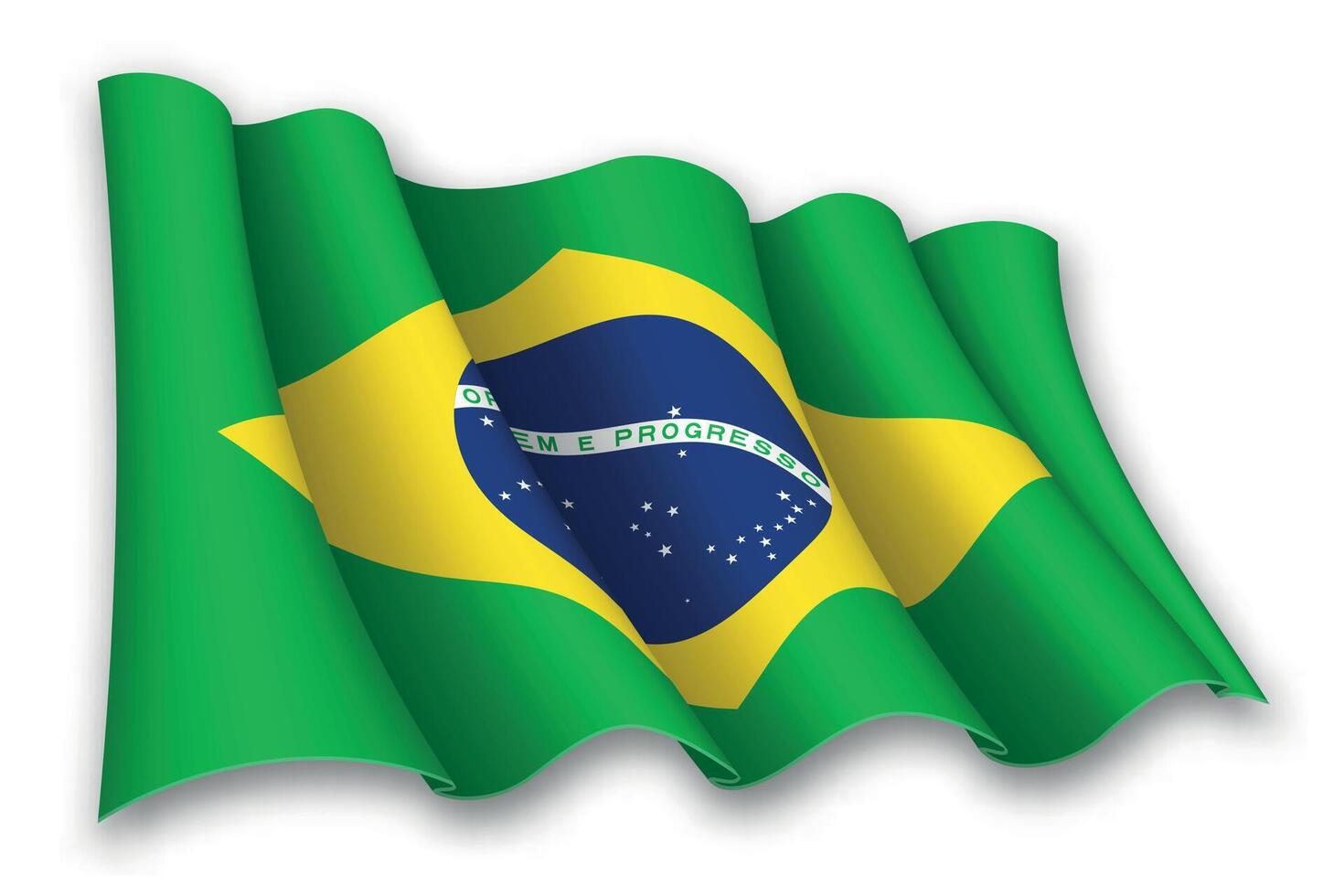 realista ondulación bandera de Brasil vector