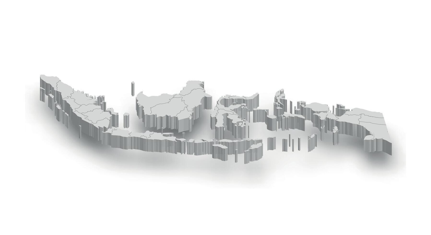 3d Indonesia white map with regions isolated vector