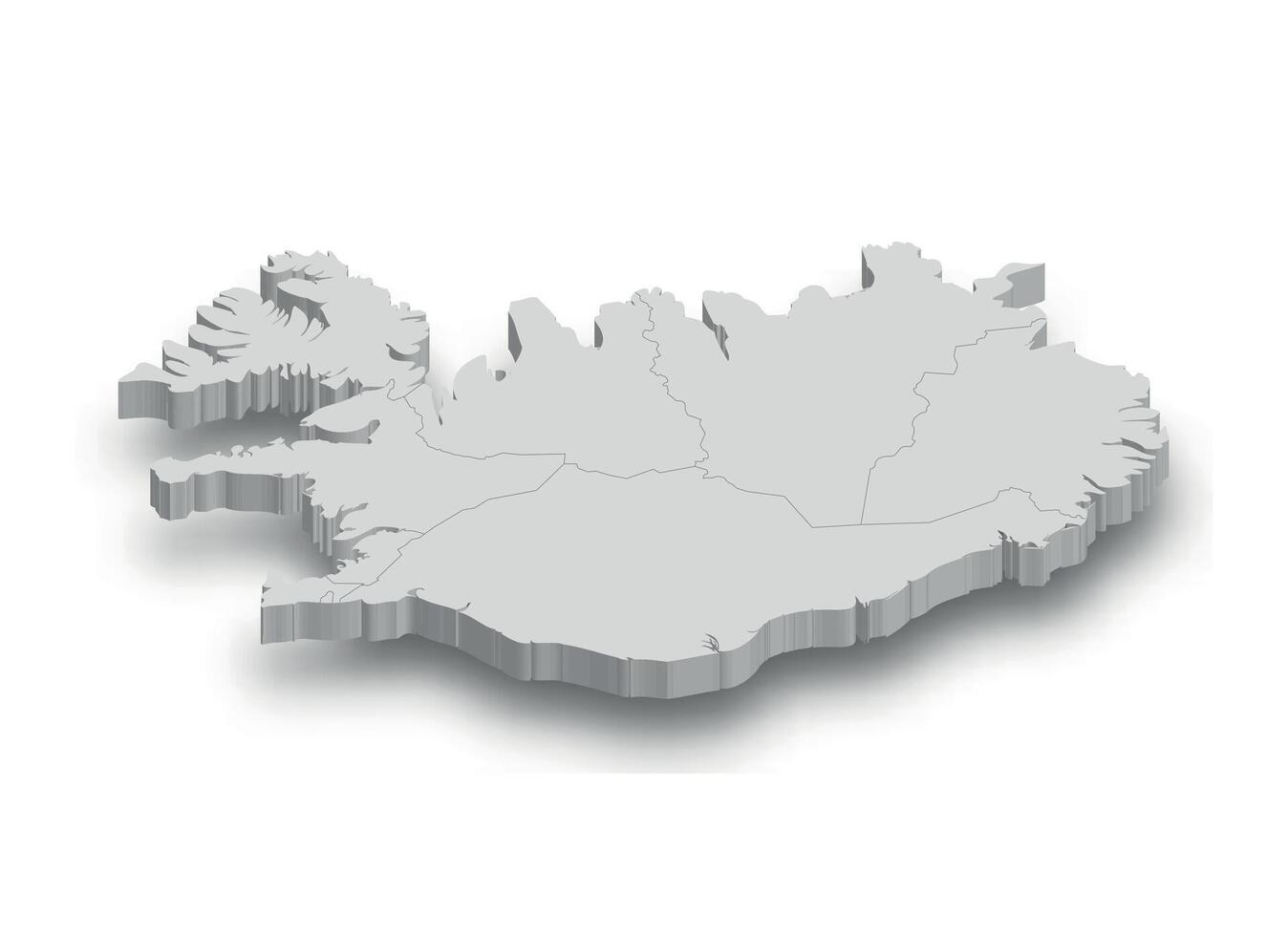 3d Iceland white map with regions isolated vector