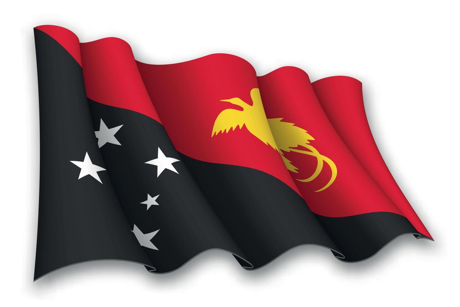 Realistic waving flag of Papua New Guinea vector