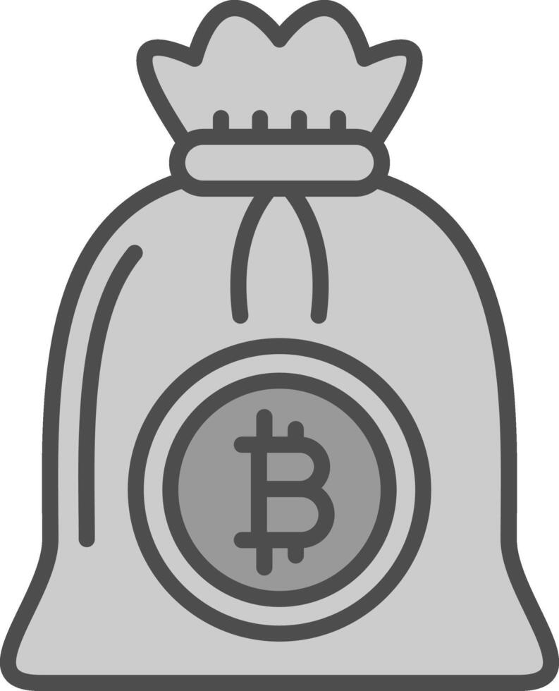 bitcoin bolso línea lleno escala de grises icono diseño vector