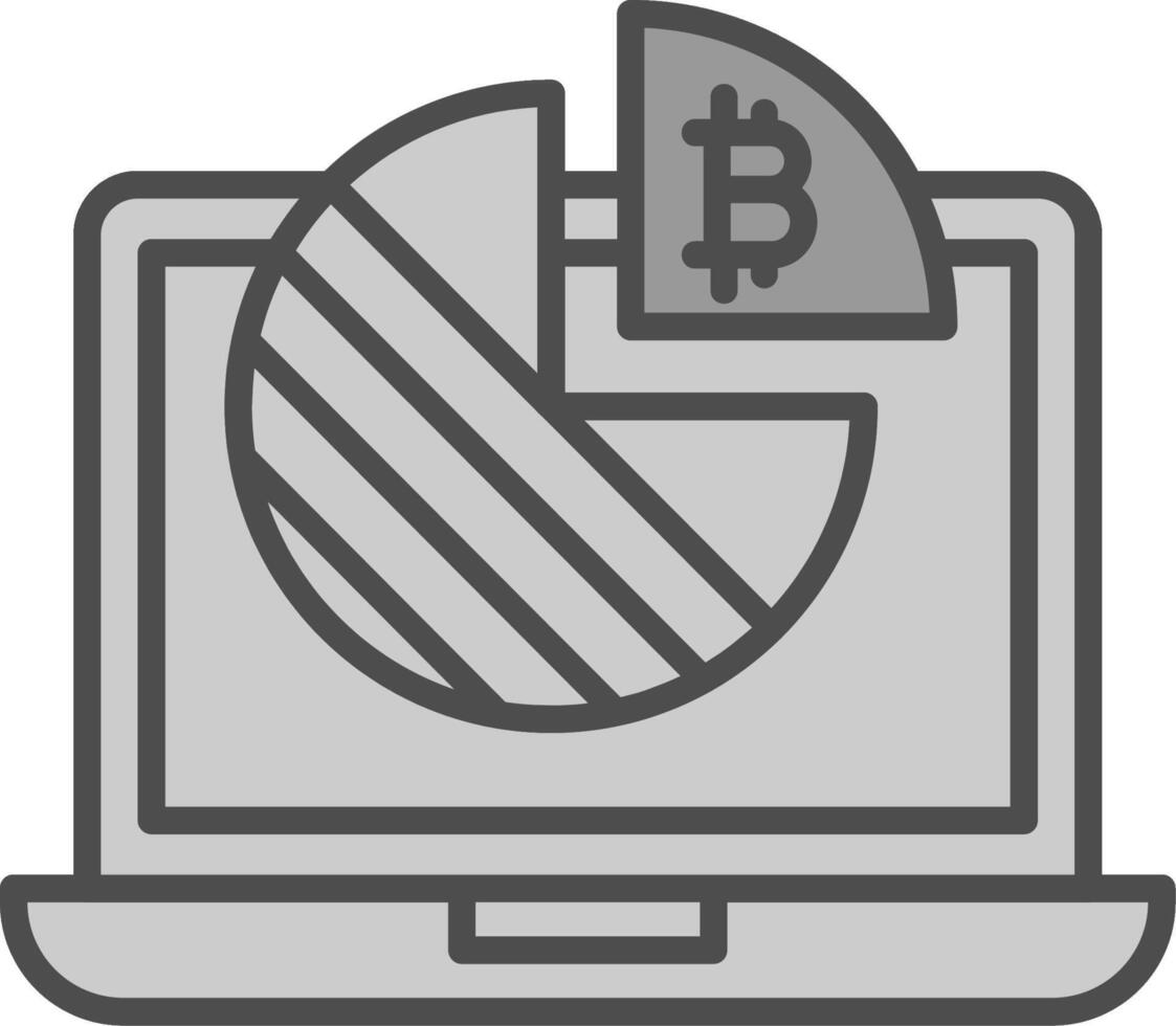 bitcoin grafico línea lleno escala de grises icono diseño vector