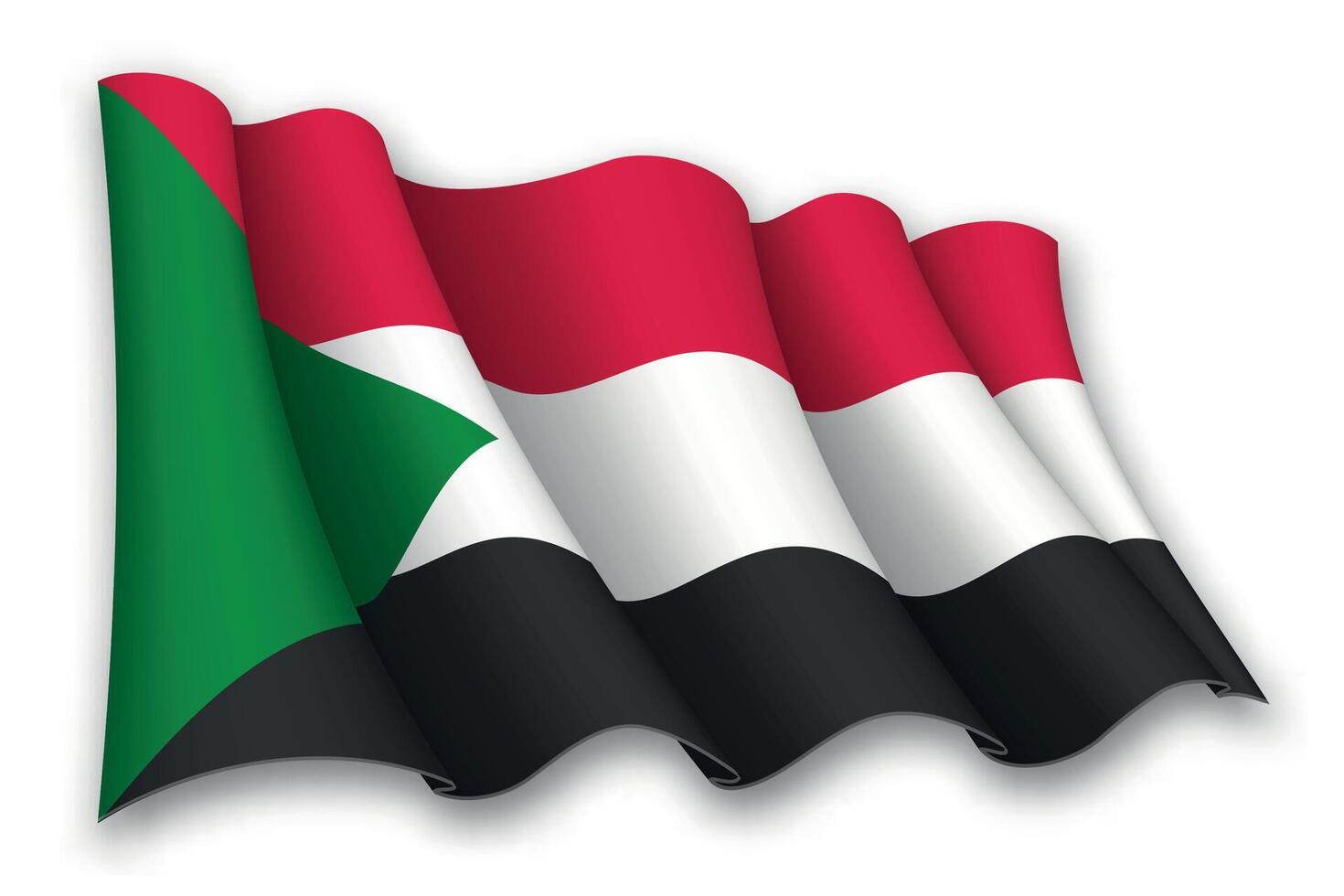 realista ondulación bandera de Sudán vector