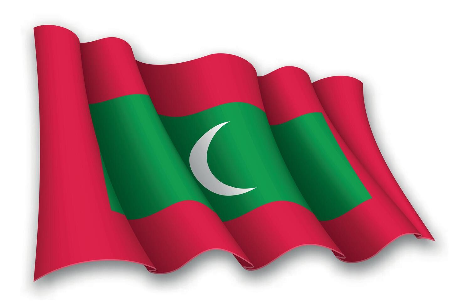 Realistic waving flag of Maldives vector