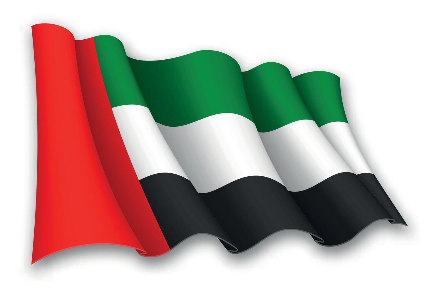 Realistic waving flag of United Arab Emirates vector