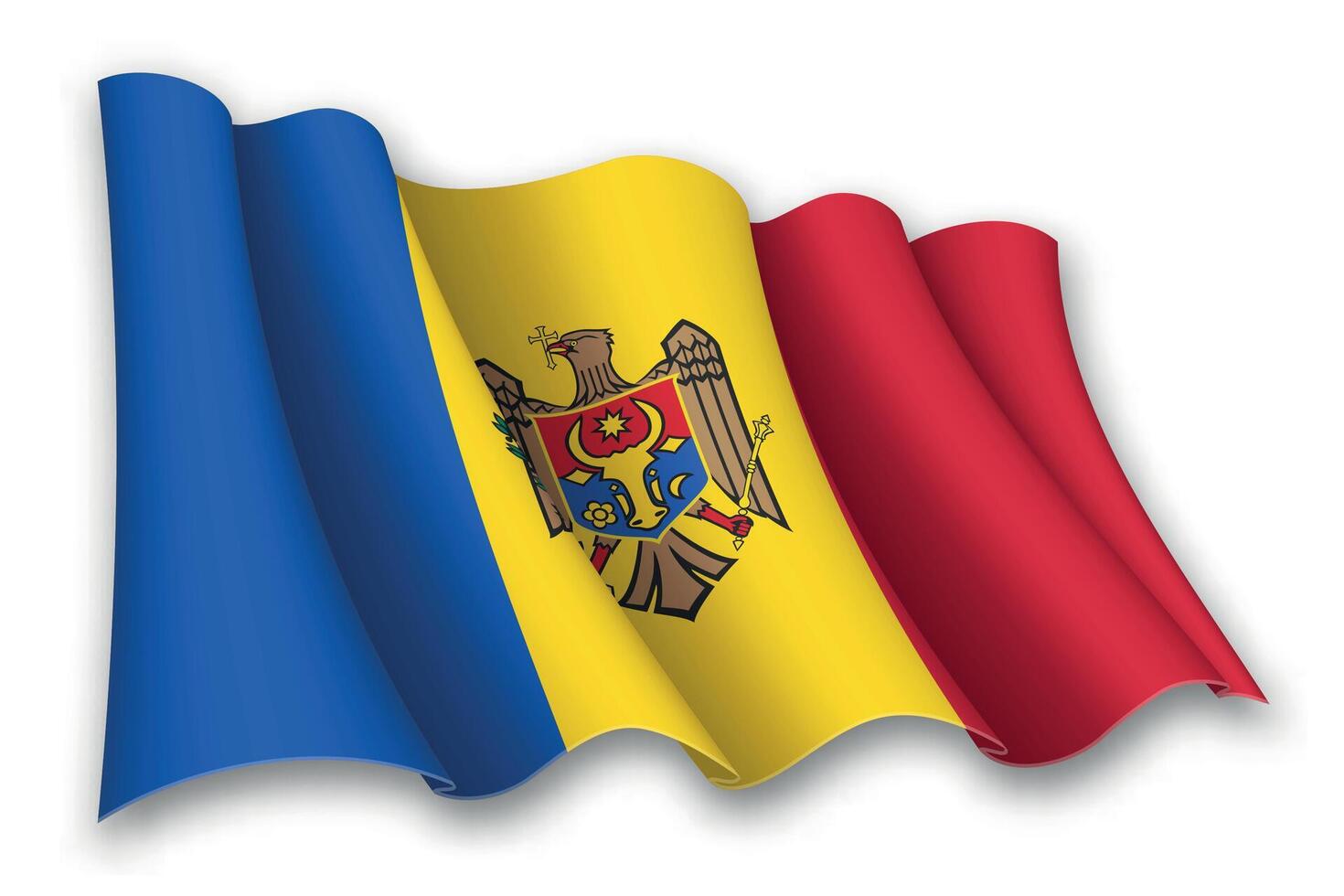 Realistic waving flag of Moldova vector