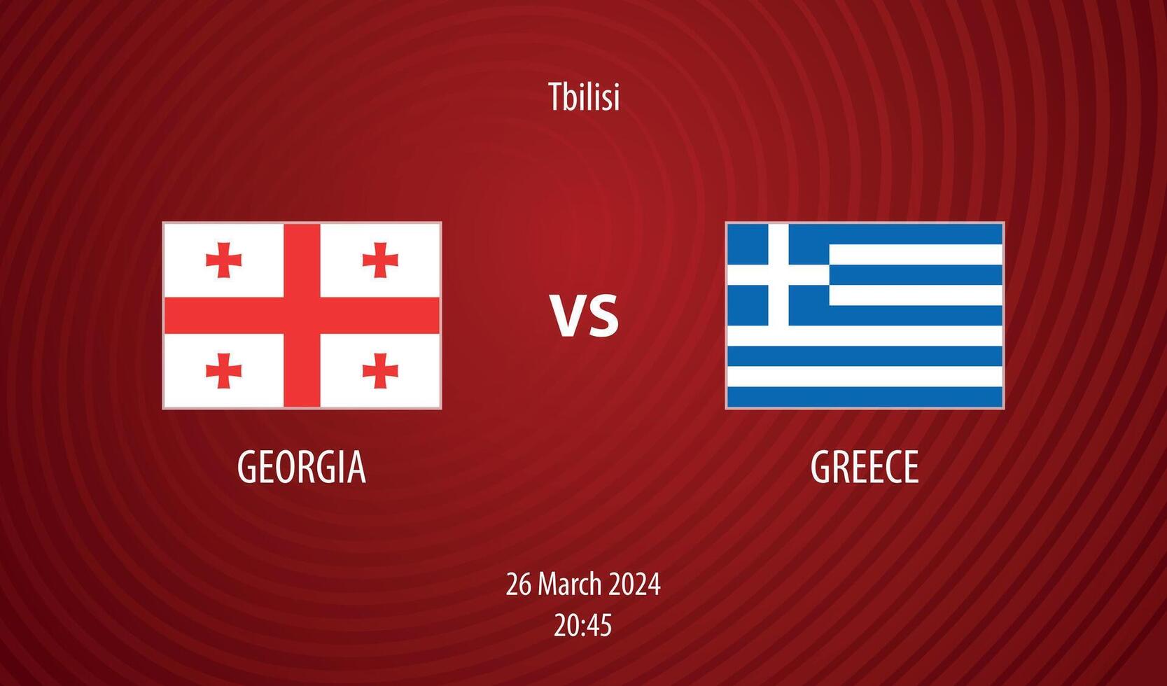 Georgia vs Greece football scoreboard broadcast for soccer Europe 2024 vector