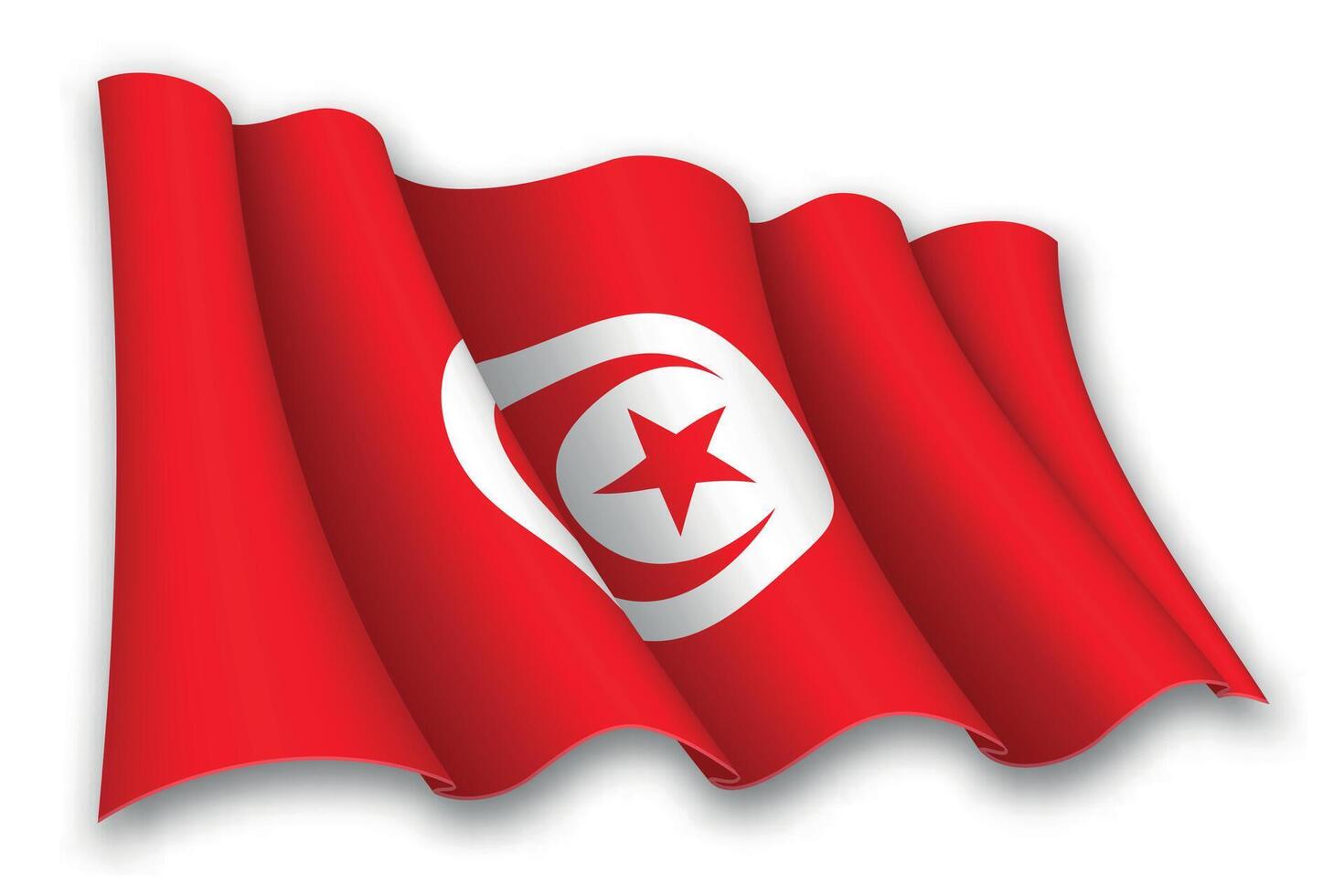 Realistic waving flag of Tunisia vector