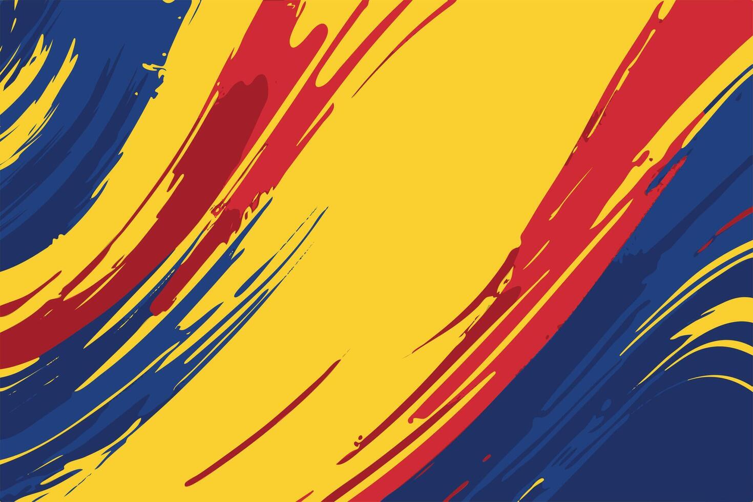 Abstract Art in Romania Flag Colors Red, Yellow, Blue Brush Strokes vector