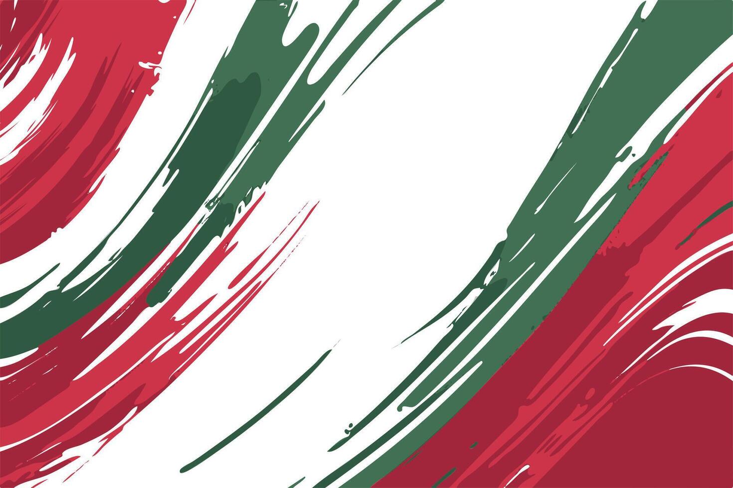 Abstract Art in Hungary Flag Colors Red, Green, White Brush Strokes vector