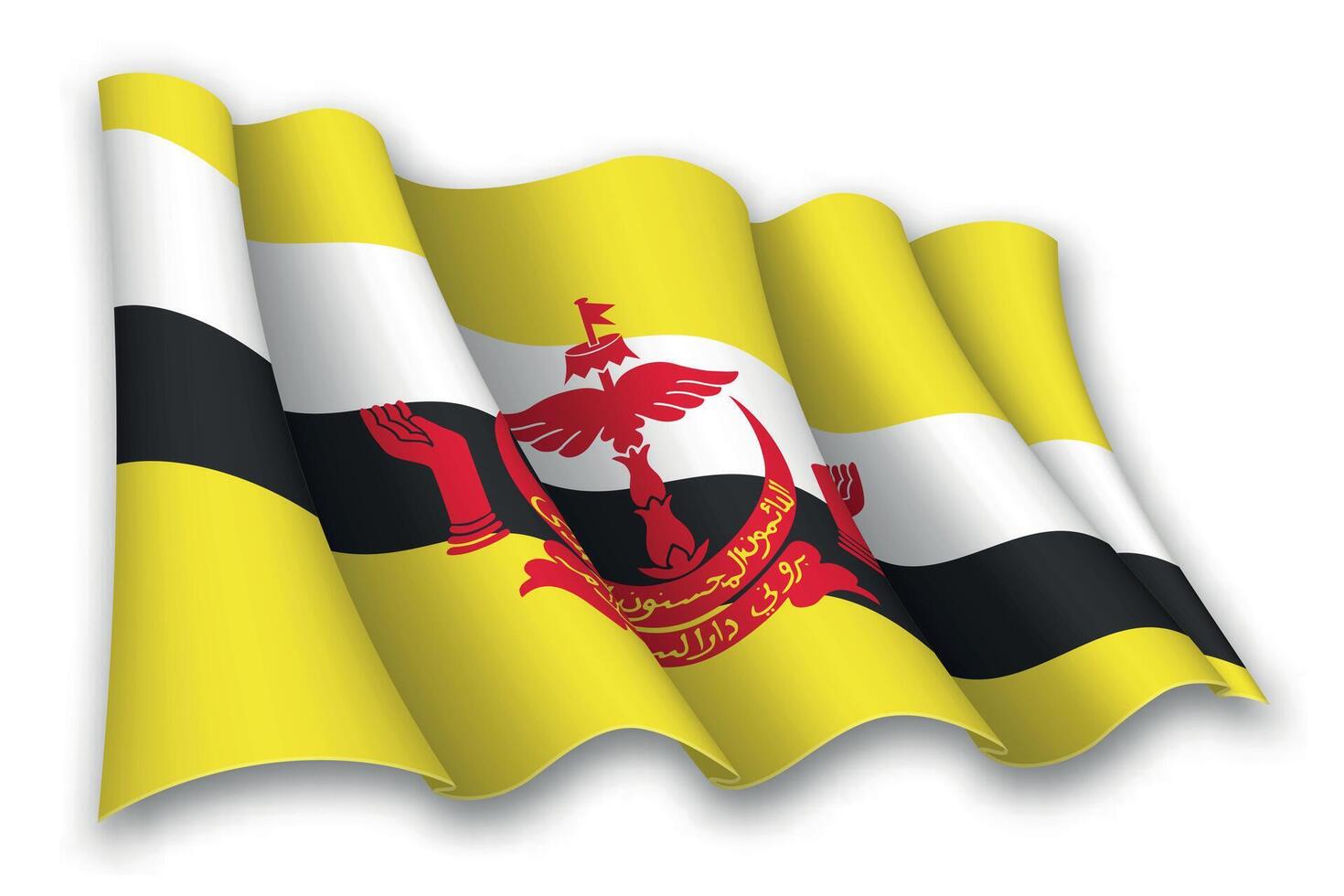Realistic waving flag of Brunei vector