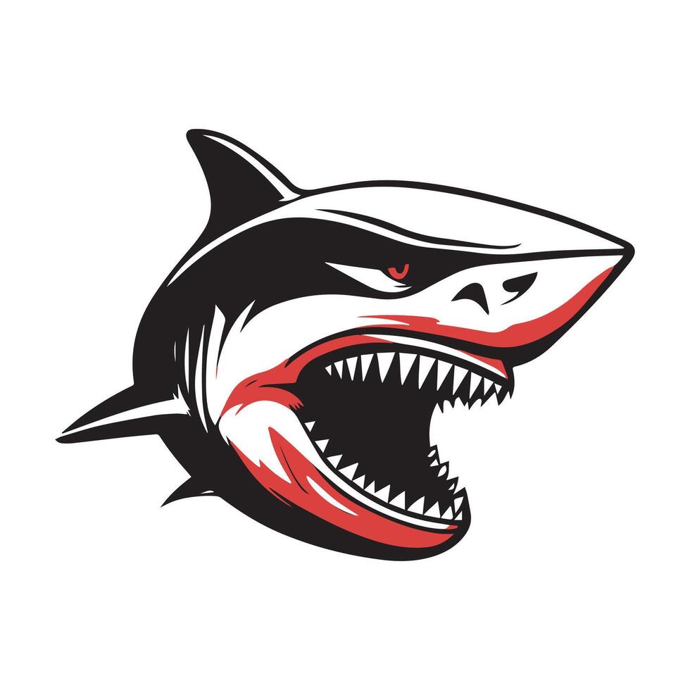 Fierce Black and White Shark Illustration vector