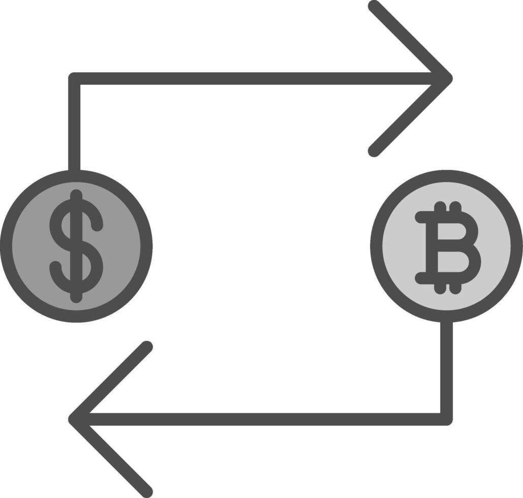 bitcoin intercambiar línea lleno escala de grises icono diseño vector
