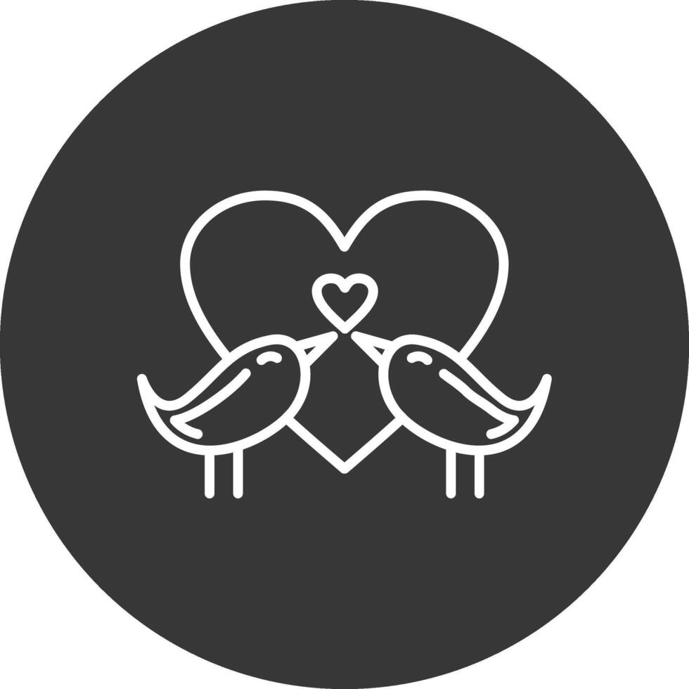 Love Birds Line Inverted Icon Design vector