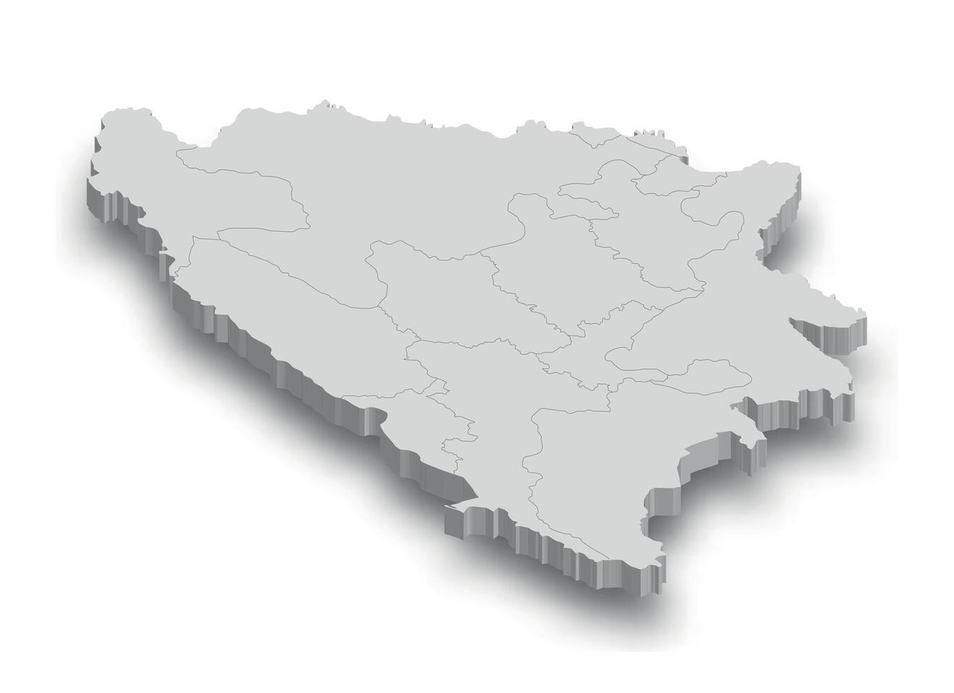 3d Bosnia white map with regions isolated vector