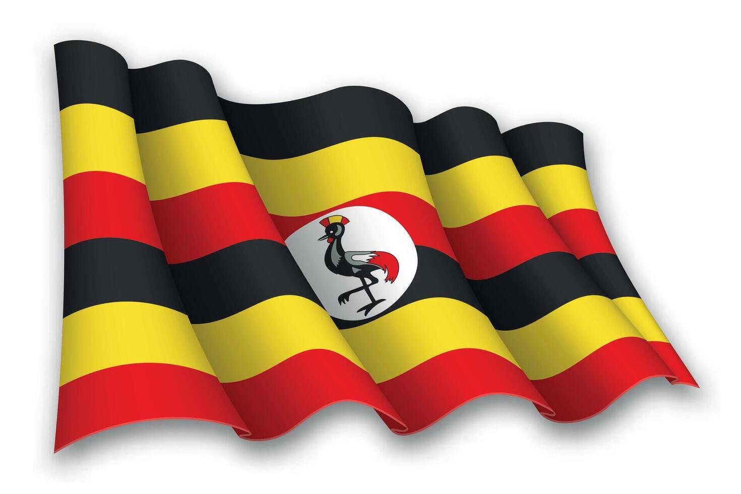 Realistic waving flag of Uganda vector