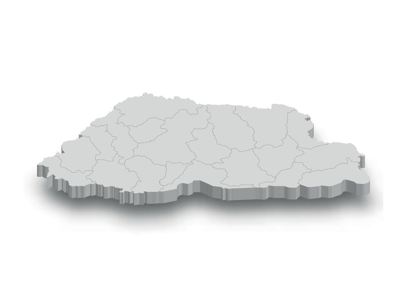 3d Bhutan white map with regions isolated vector