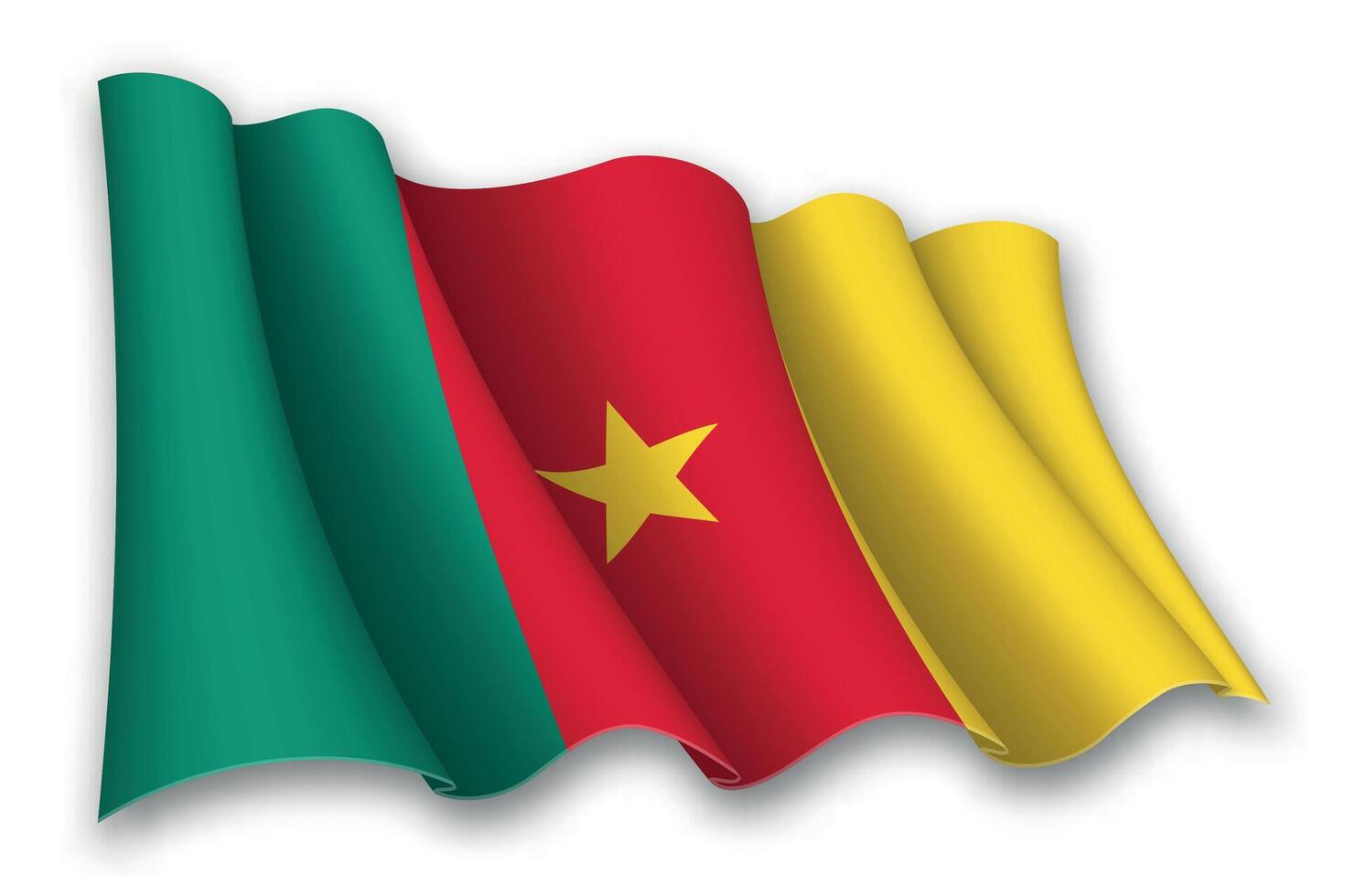 Realistic waving flag of Cameroon vector