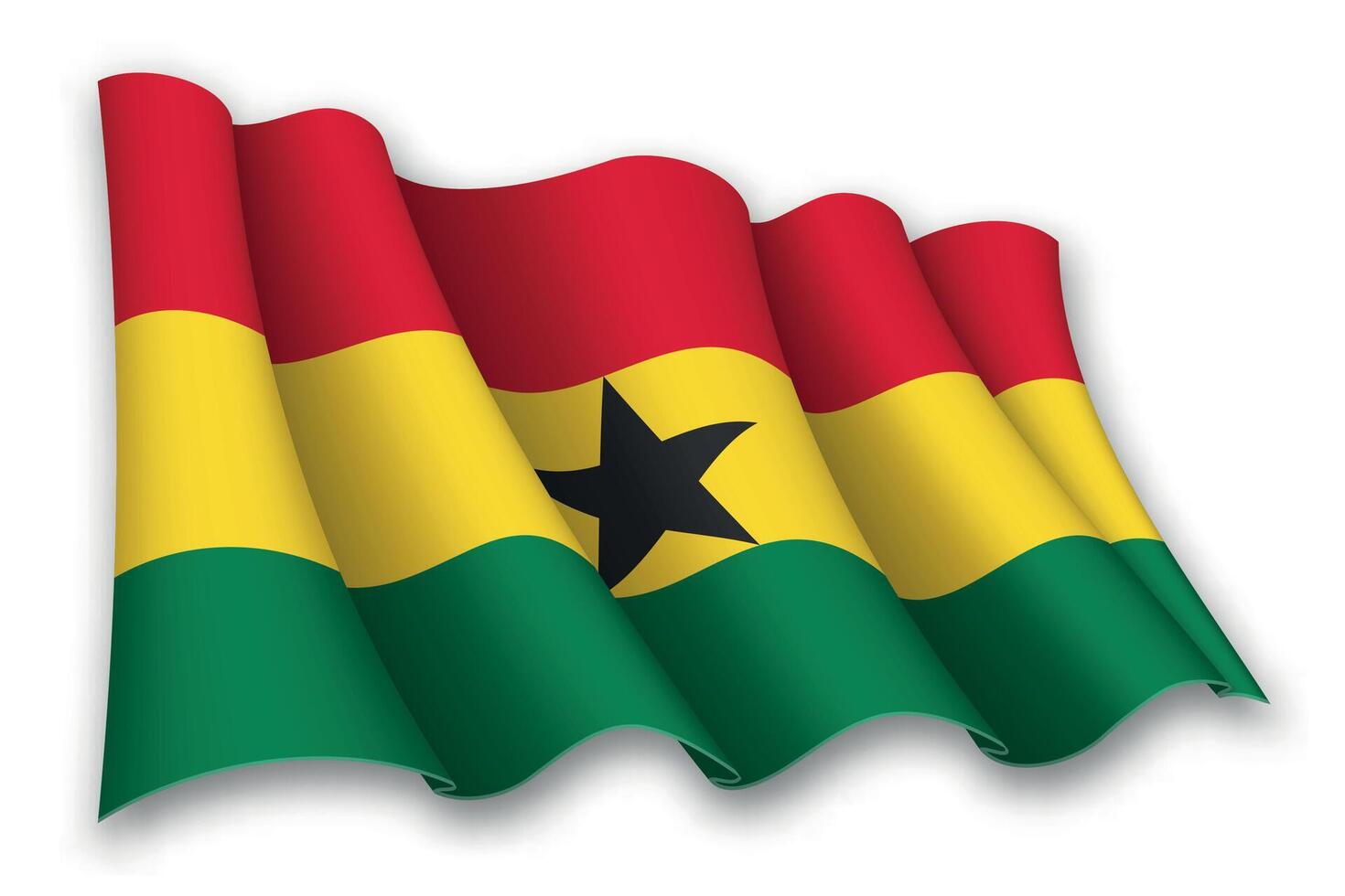 Realistic waving flag of Ghana vector