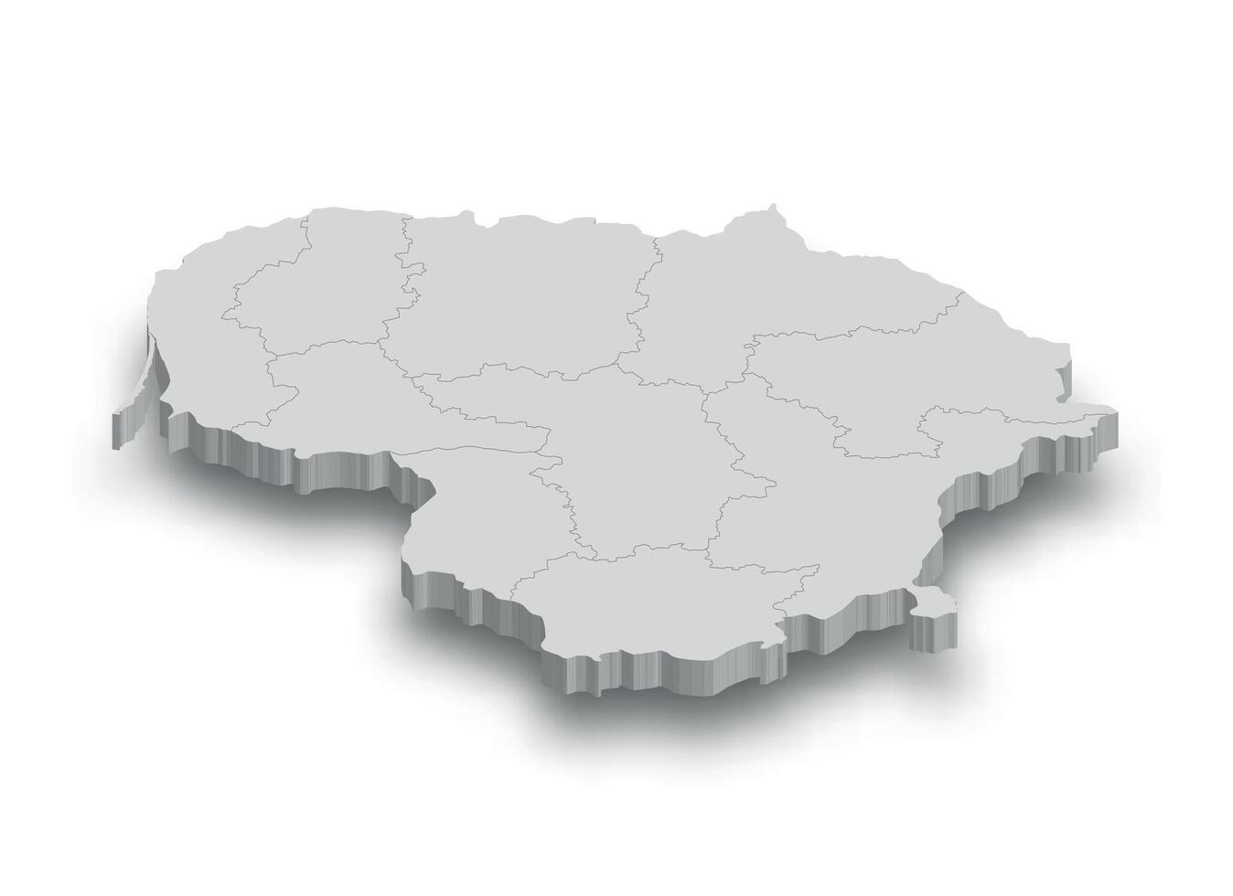 3d Lithuania white map with regions isolated vector