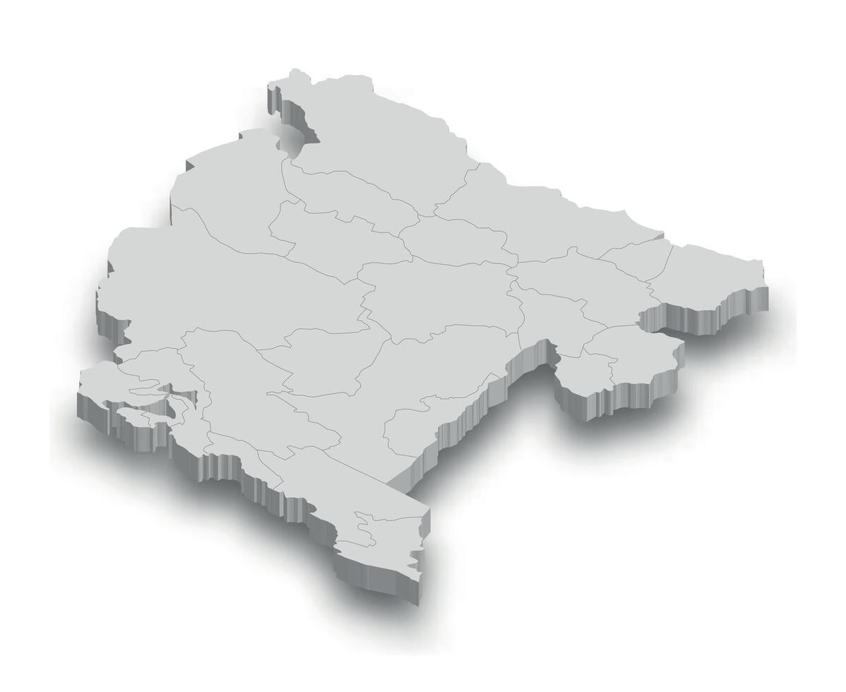 3d Montenegro white map with regions isolated vector