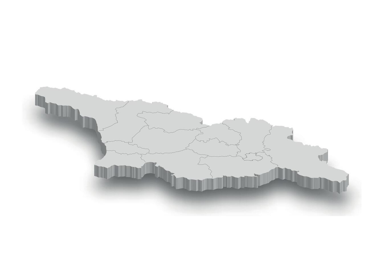 3d Georgia white map with regions isolated vector
