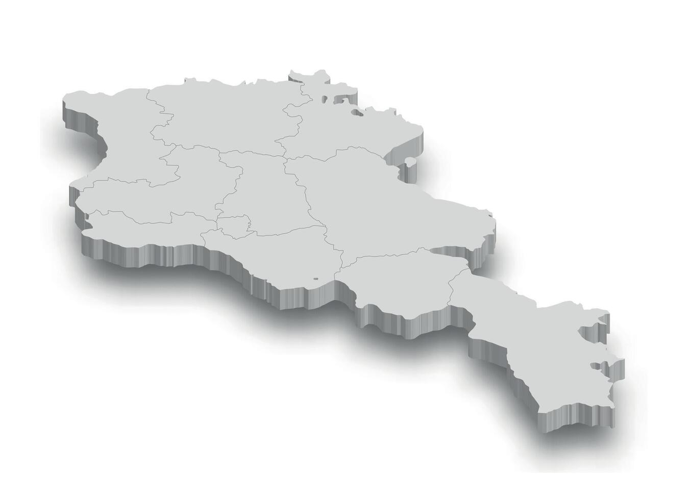 3d Armenia white map with regions isolated vector