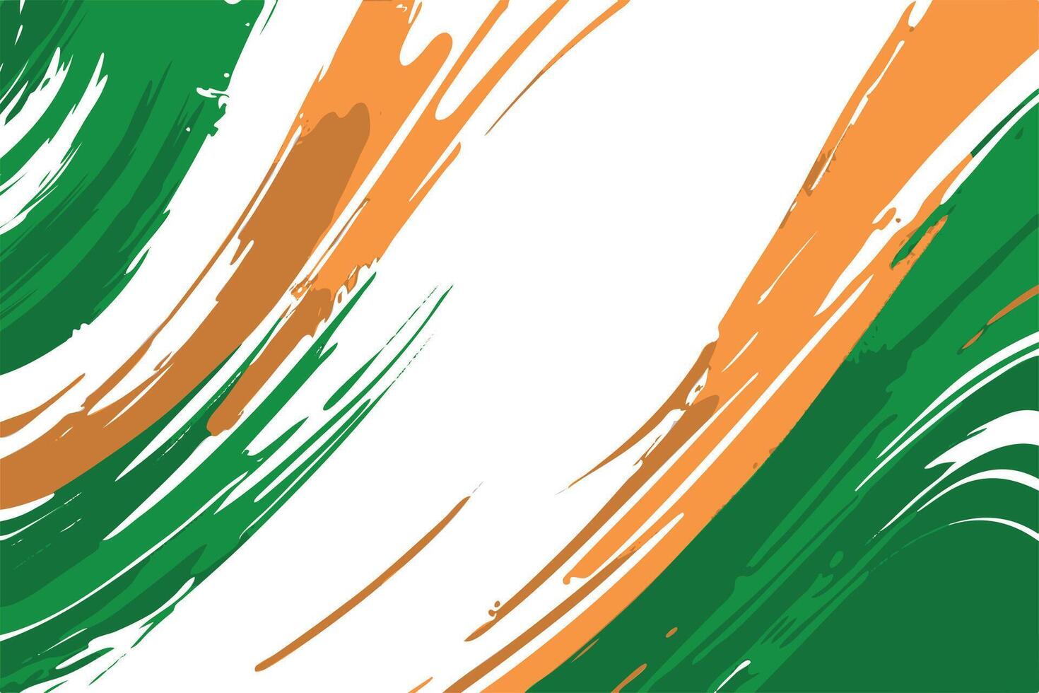 Abstract Art in India Flag Colors orange, green, and white Brush Strokes vector