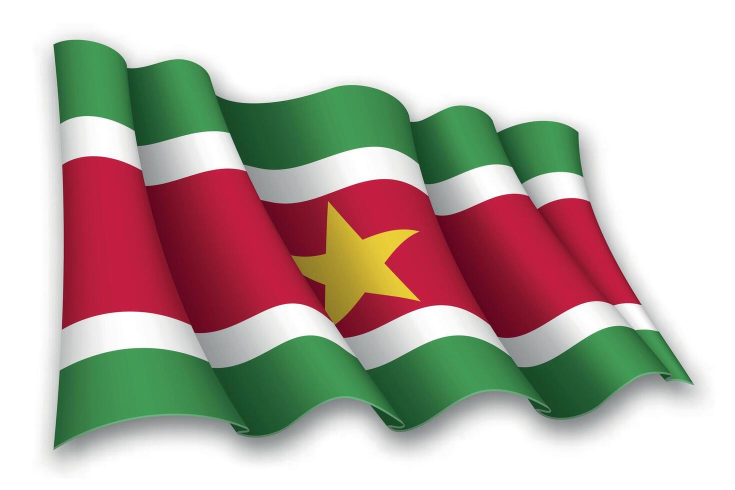 Realistic waving flag of Suriname vector