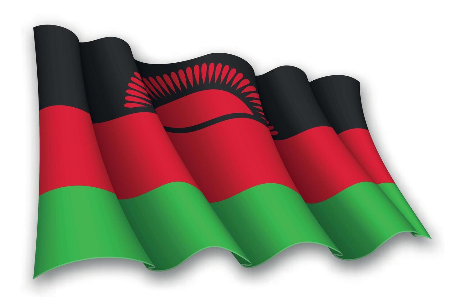 Realistic waving flag of Malawi vector
