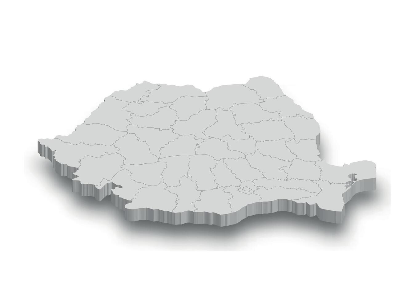 3d Romania white map with regions isolated vector