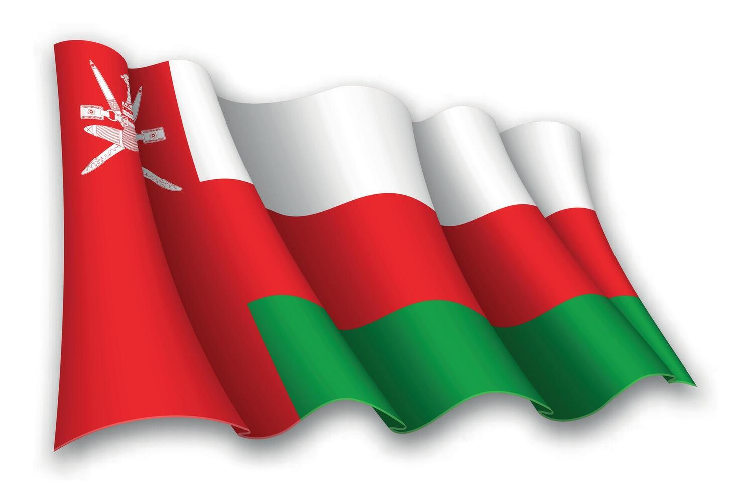 Realistic waving flag of Oman vector