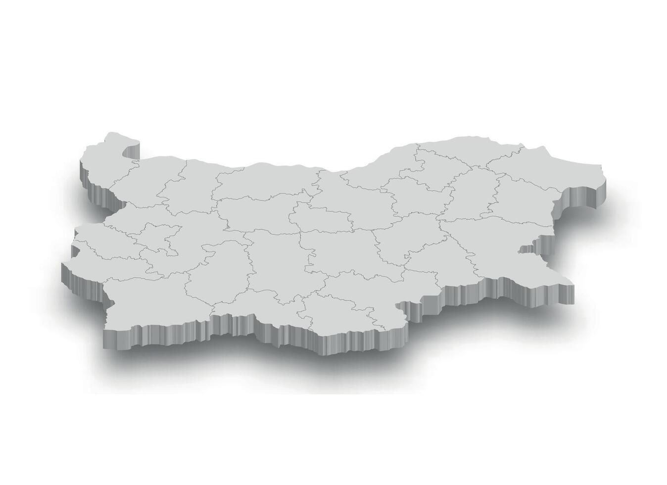 3d Bulgaria blanco mapa con regiones aislado vector