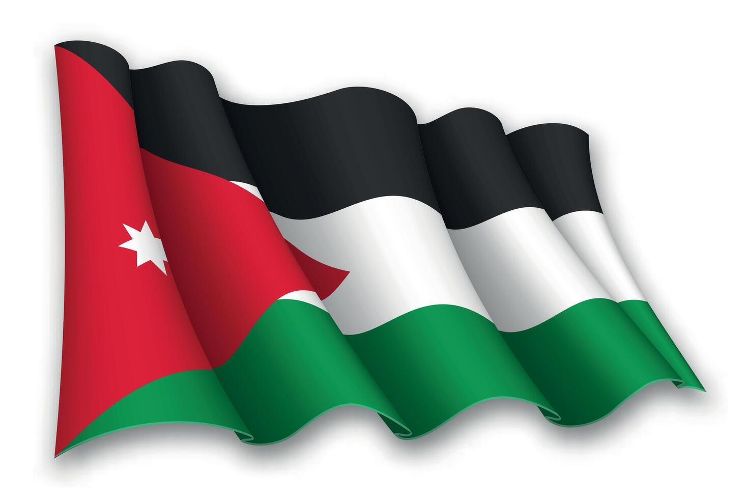 Realistic waving flag of Jordan vector