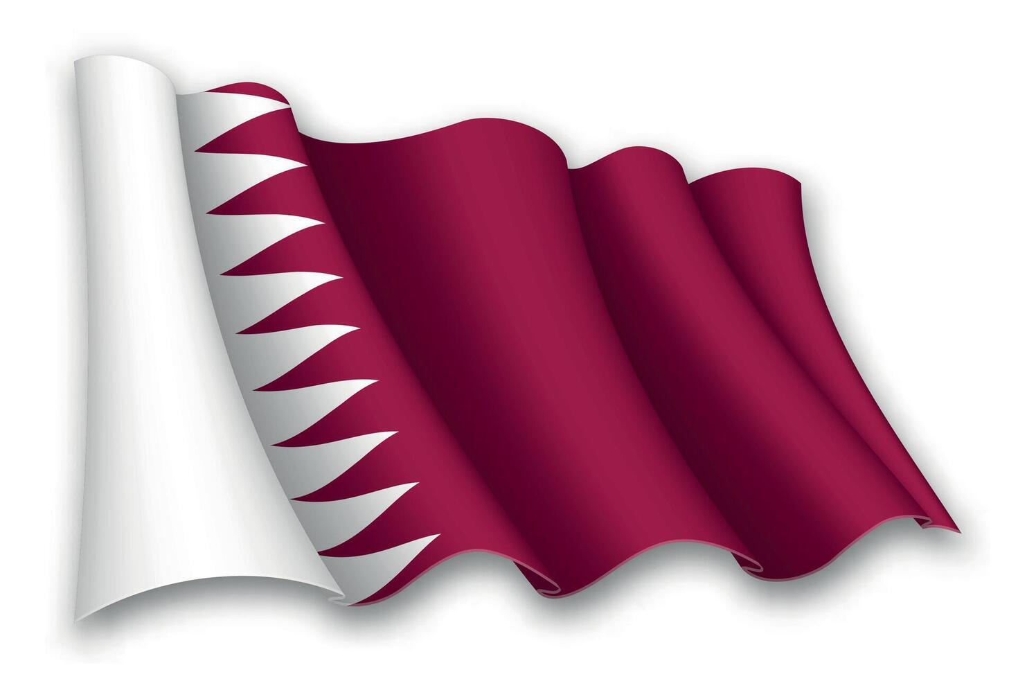 Realistic waving flag of Qatar vector