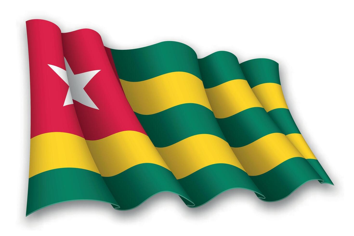 Realistic waving flag of Togo vector