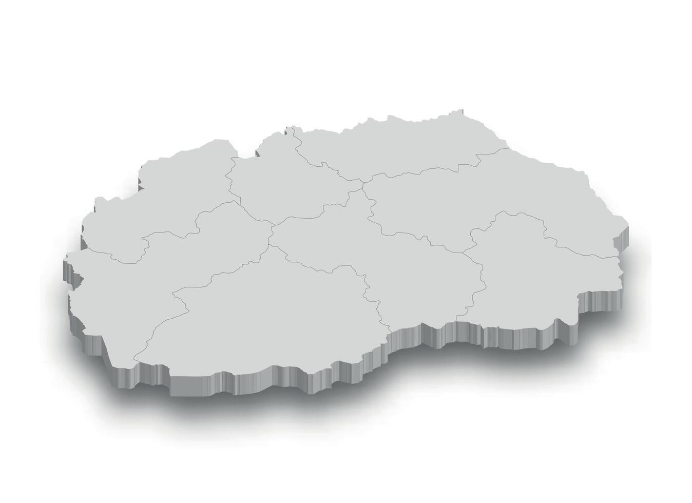 3d North Macedonia white map with regions isolated vector