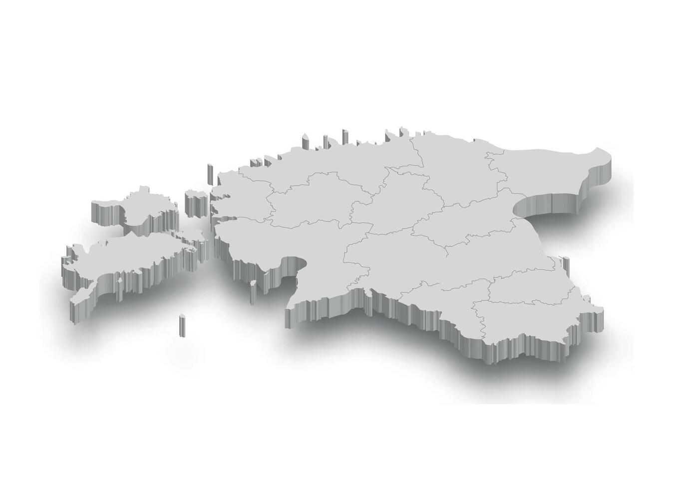 3d Estonia white map with regions isolated vector