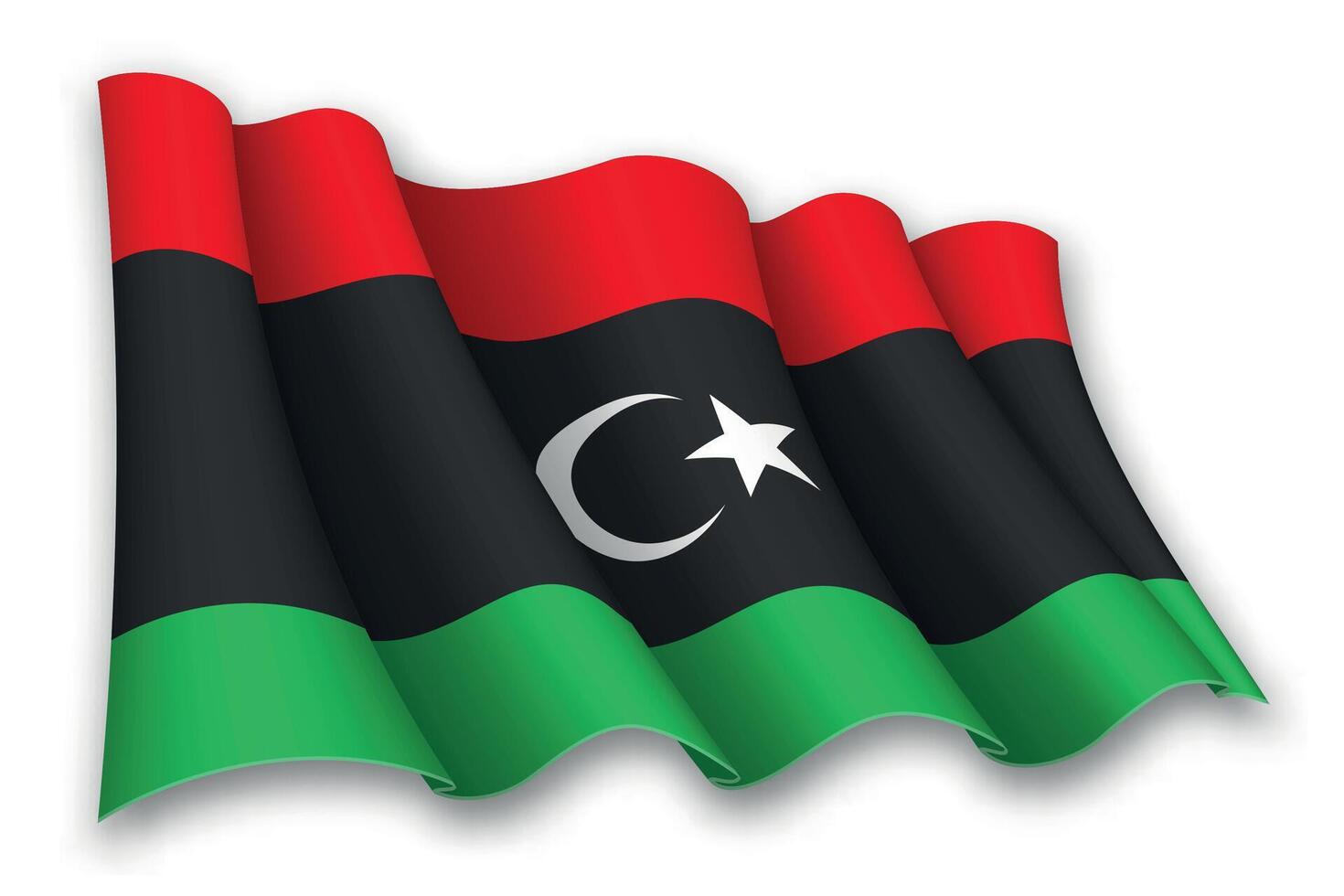 Realistic waving flag of Libya vector