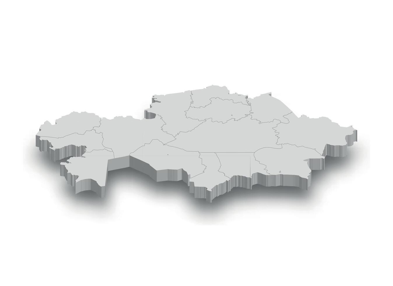 3d Kazakhstan white map with regions isolated vector