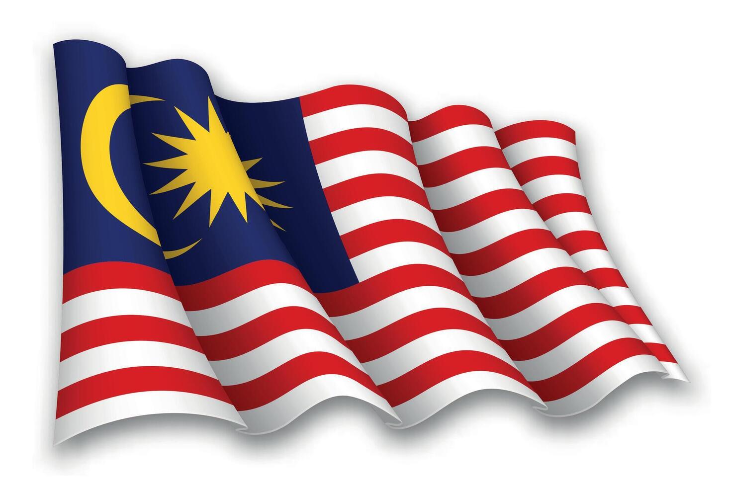 Realistic waving flag of Malaysia vector
