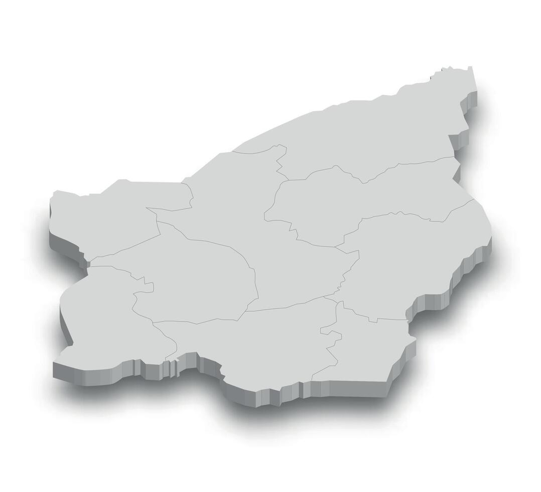 3d San Marino white map with regions isolated vector