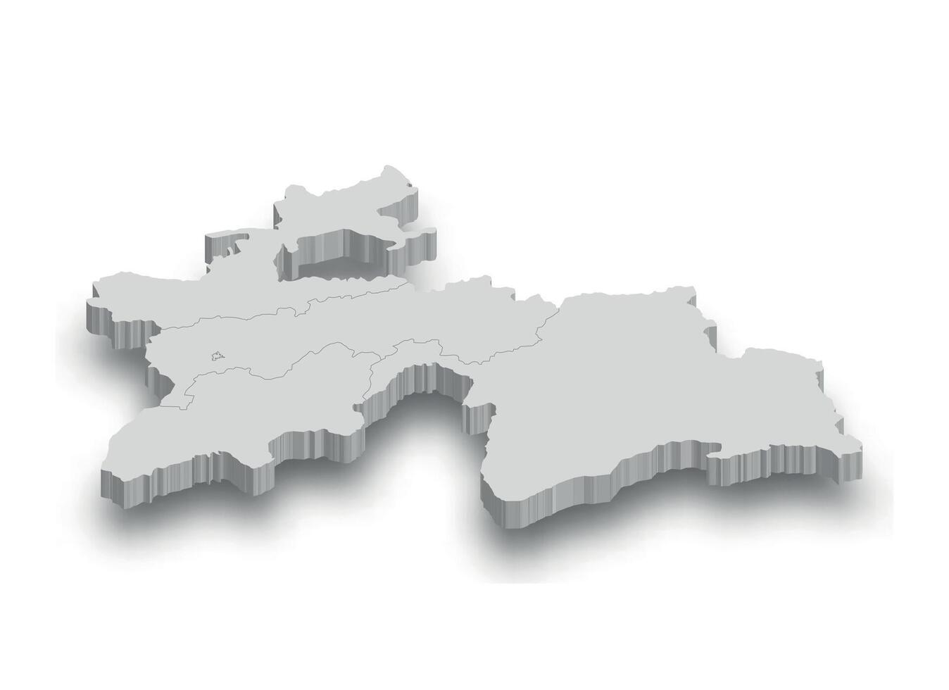 3d Tajikistan white map with regions isolated vector