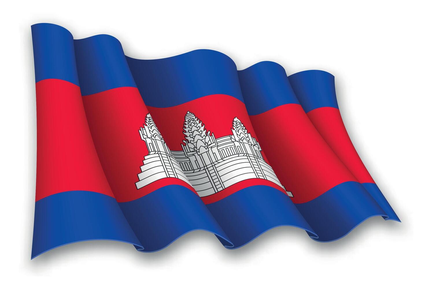 Realistic waving flag of Cambodia vector